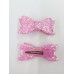 'Jean' Sparkle bow set - Candy Pink